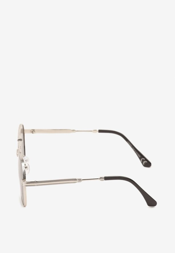 Czarno-Srebrne Okulary Przeciwsłoneczne Zaokrąglone z Filtrem UV Glelia