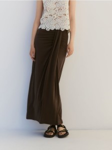 Spódnica maxi z modalem - ciemnobrązowy