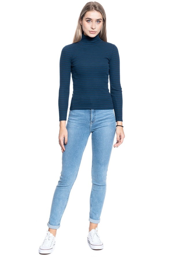 DAMSKI GOLF LEE LS STRIPED RIB TEE WASHED BLUE L40SYLLR 112108738