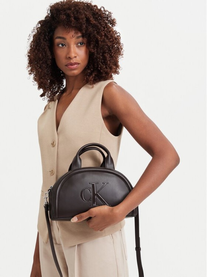 Calvin Klein Torebka Bold Ck Dome Crossbody LV04F3895G Brązowy ciemny