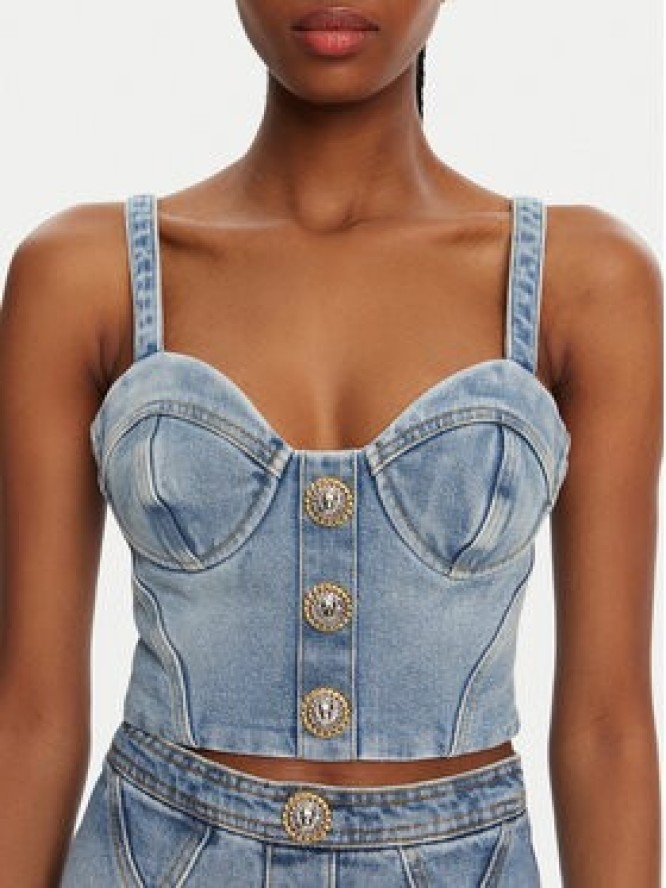 Balmain Top DF1AA345DE53 Niebieski Slim Fit