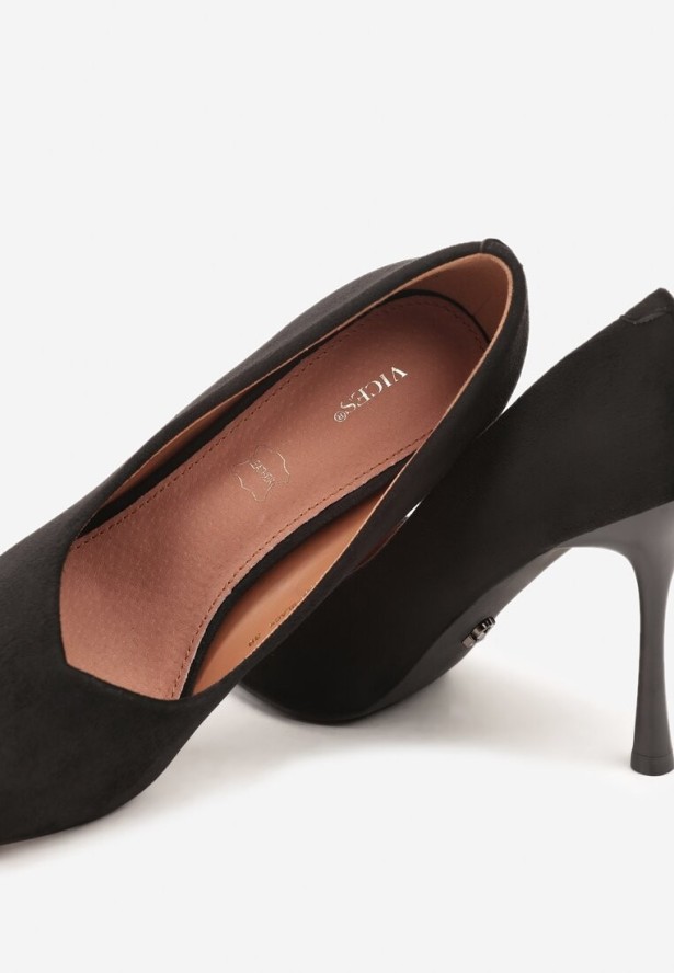 Czarne Szpilki Vices w Klasycznym Stylu ze Skórzaną Wkładką Alandde