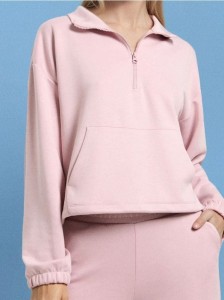 Miękka bluza z domieszką wiskozy - różowy