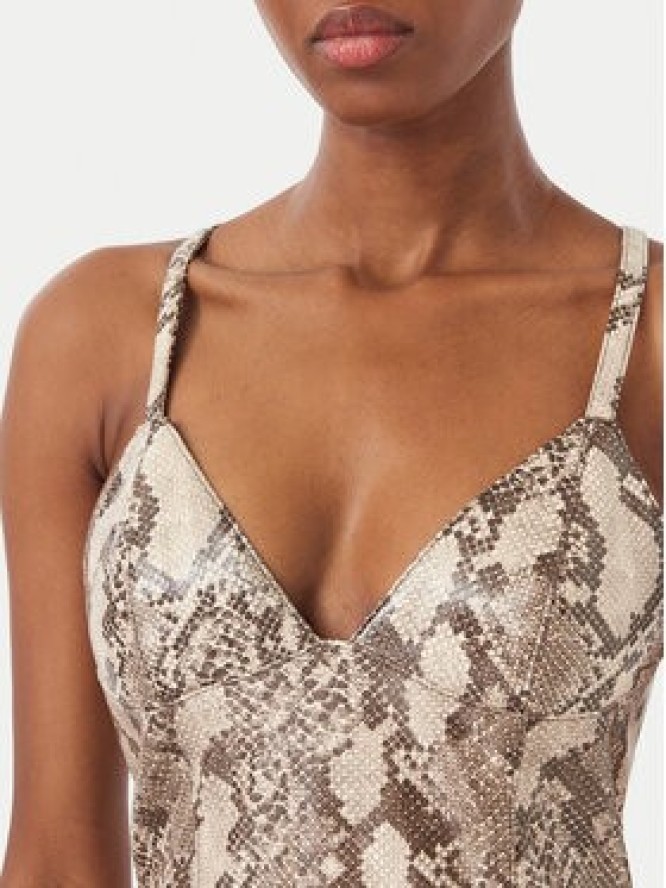 Bardot Sukienka z imitacji skóry Estine 60086DB1 Beżowy Slim Fit
