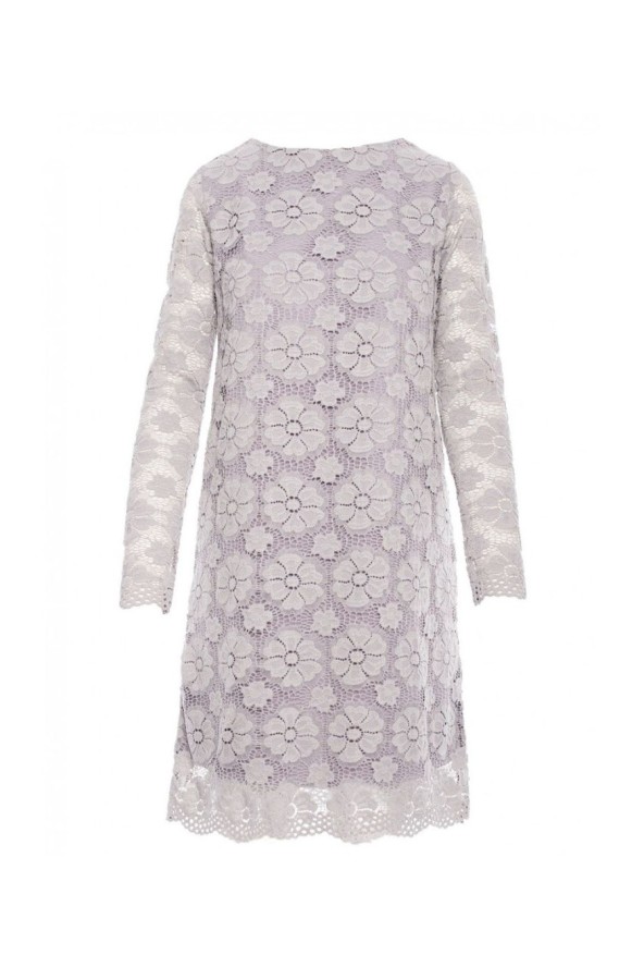 Sukienka na wesele koronkowa trapezowa midi szara