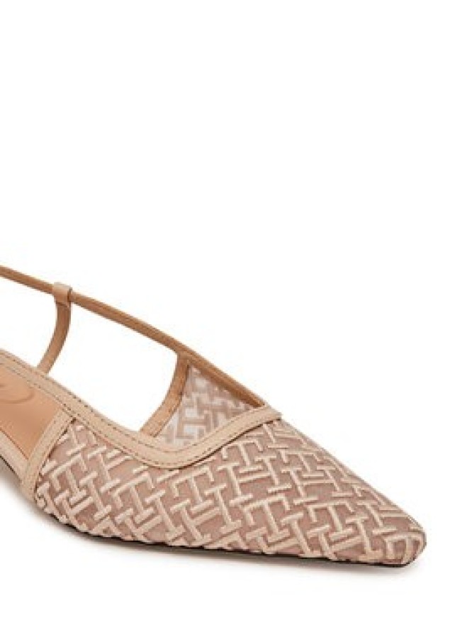 Tommy Hilfiger Czółenka Mono Squared Toe Kitten Slingb FW0FW08746 Beżowy