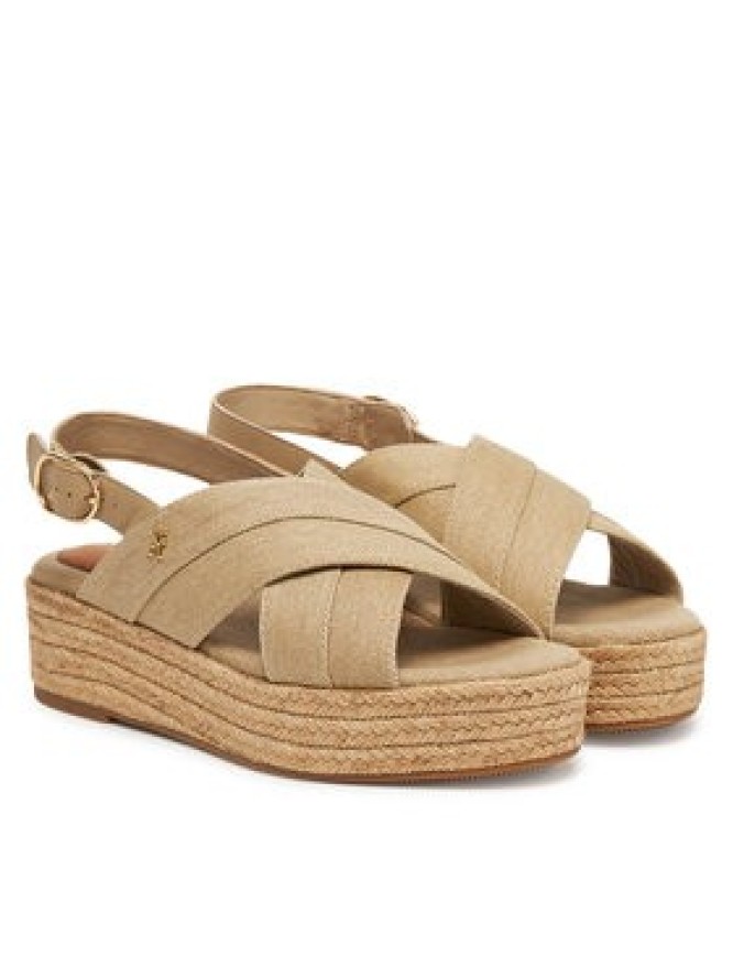 Tommy Hilfiger Espadryle Denim Espadrille Platform Sandal FW0FW08669 Beżowy