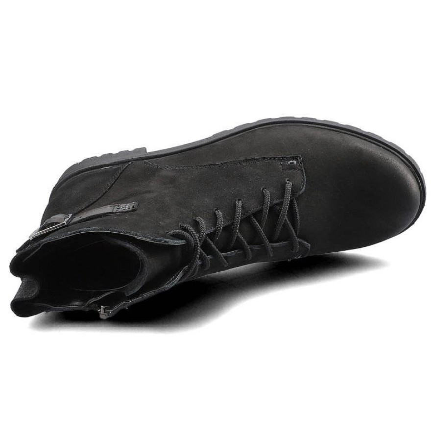 Czarne Botki Pollonus Damskie Wiązane Obuwie