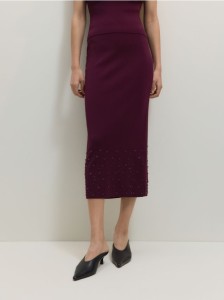 Spódnica z aplikacją - mahoniowy