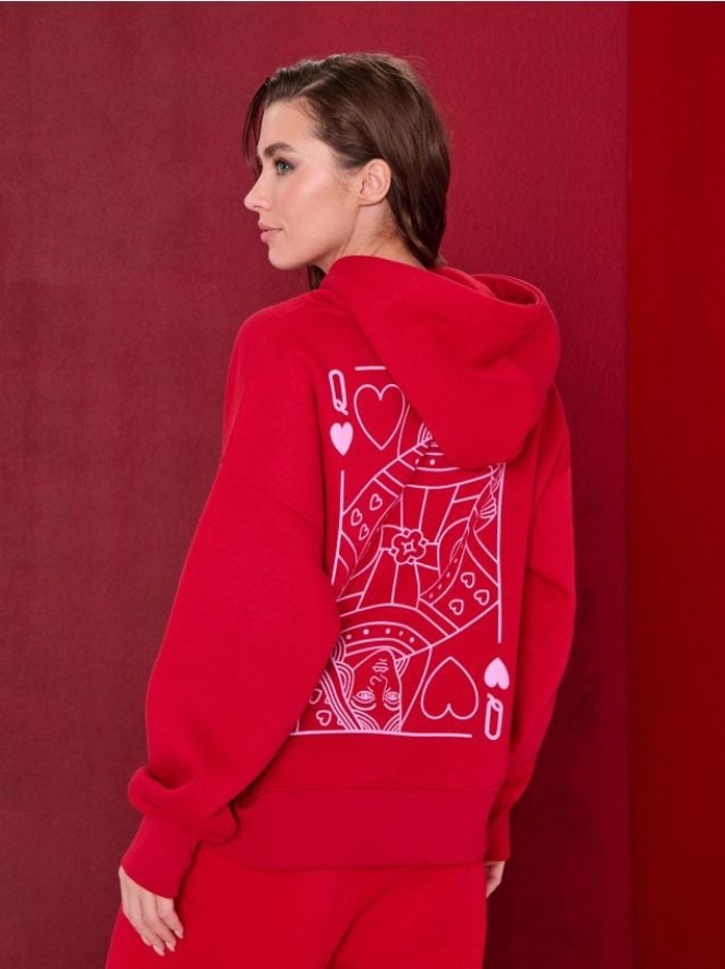 Bluza z nadrukiem na plecach - czerwony