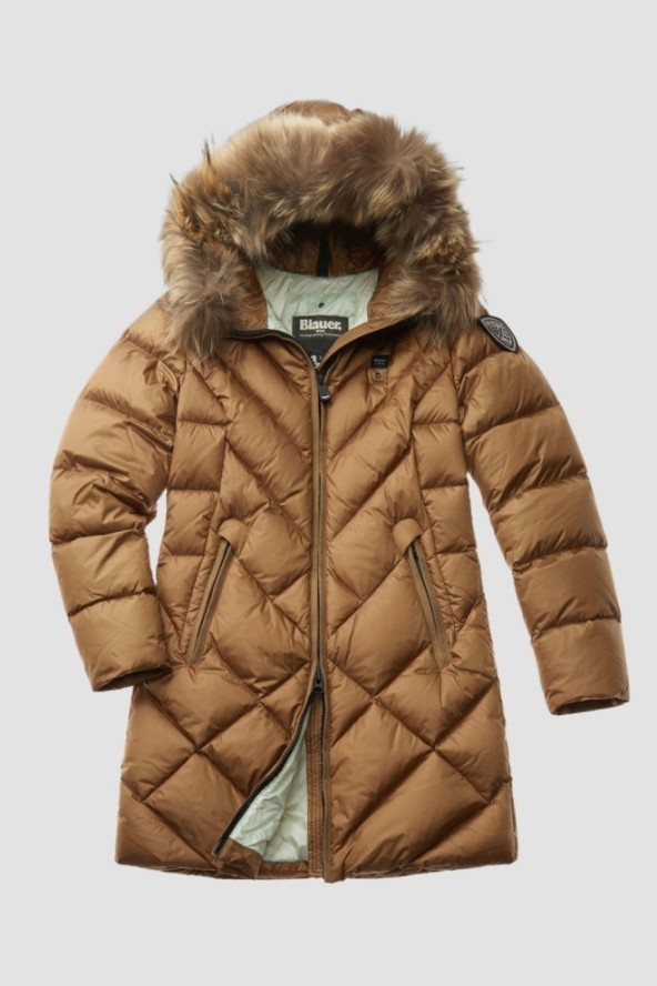 BLAUER Brązowa damska kurtka Althea Raincoat Long Jackets, Rozmiar L