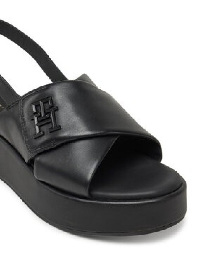 Tommy Hilfiger Sandały Th Logo Hw Padded Leather Sandal FW0FW08808 Czarny