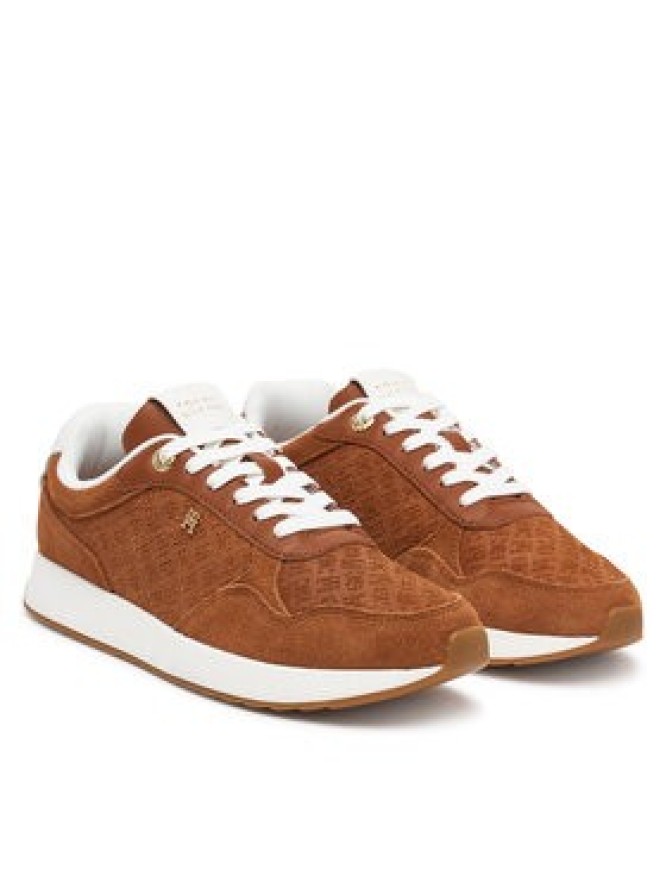 Tommy Hilfiger Sneakersy Th Runner Suede Monogram FW0FW09620 Brązowy