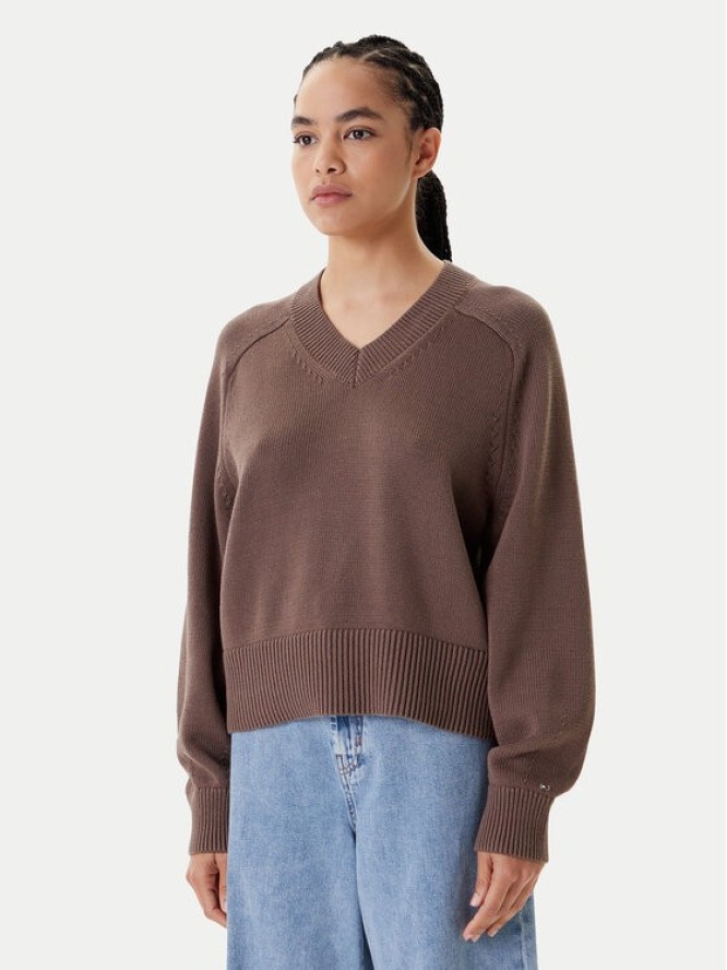 Tommy Hilfiger Sweter WW0WW45700 Brązowy Regular Fit