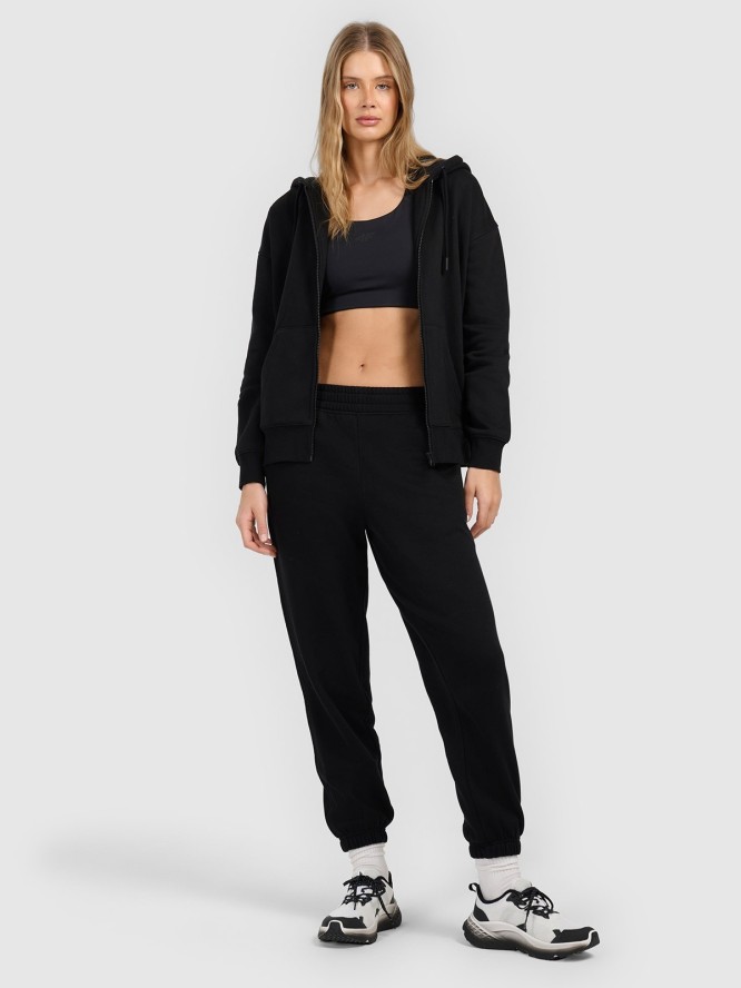 4F Bluza dresowa rozpinana z kapturem damska - czarna M