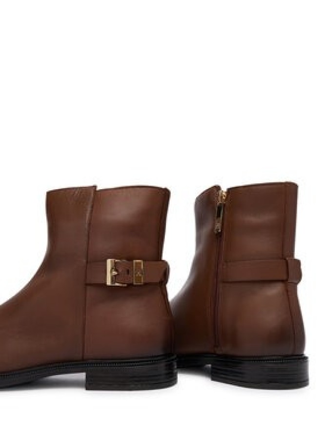 Tommy Hilfiger Botki Th Buckle Leather Ankle Boot FW0FW09486 Brązowy