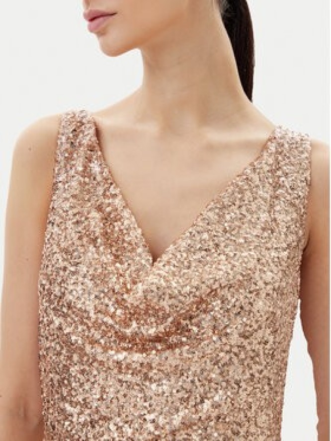 Rinascimento Sukienka koktajlowa CFC0123778003 Złoty Regular Fit