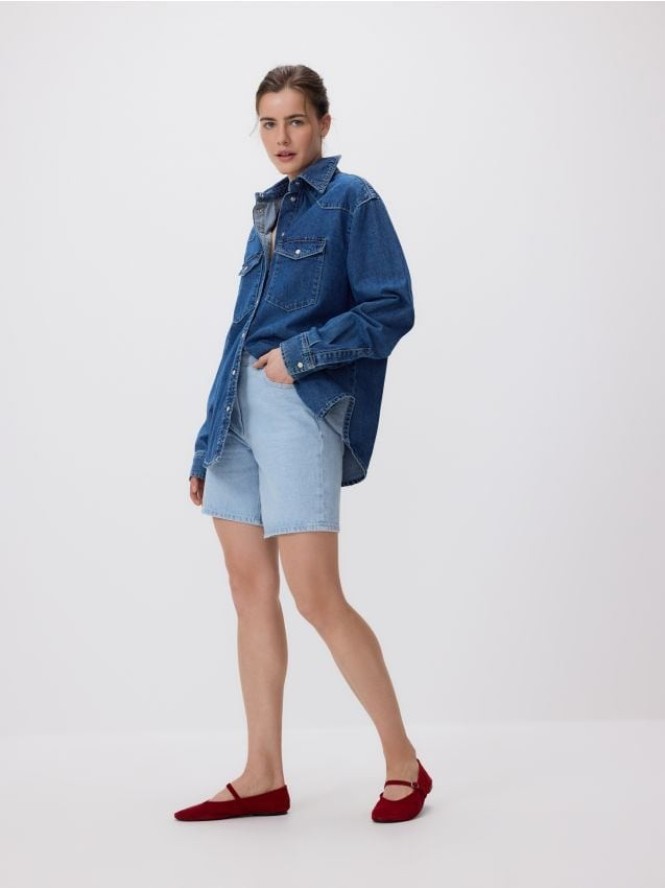 Jeansowa koszula oversize - niebieski