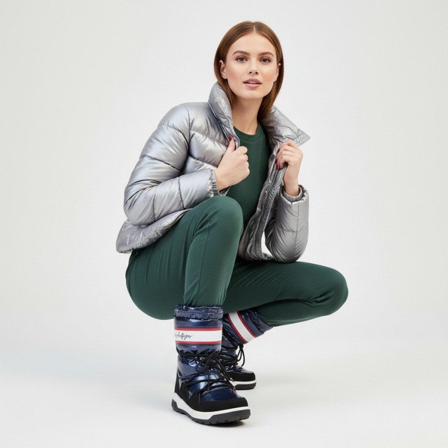 Granatowe Śniegowce Tommy Hilfiger Damskie Buty