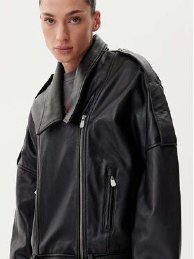 PINKO Kurtka skórzana Confine 104877 A21L Czarny Regular Fit