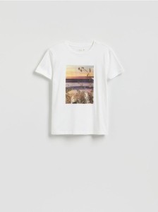 T-shirt z połyskującym nadrukiem - biały