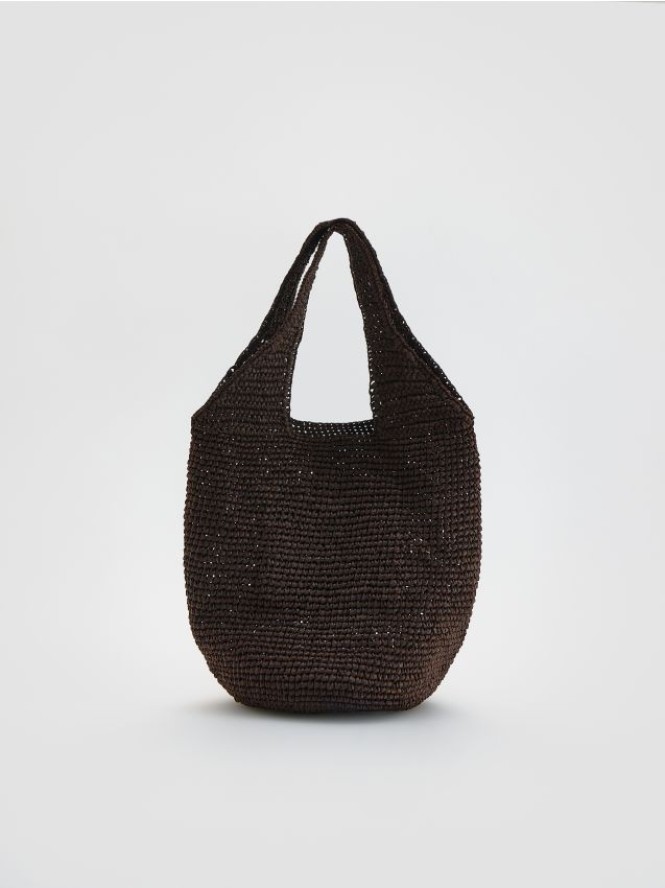 Pleciona torebka handmade - ciemnobrązowy