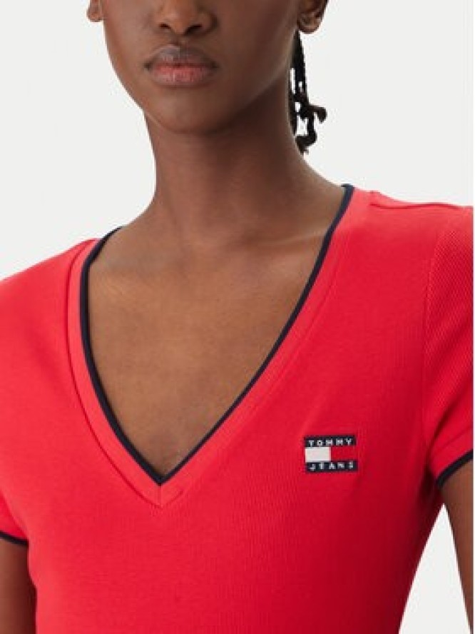 Tommy Jeans T-Shirt DW0DW22275 Czerwony Slim Fit