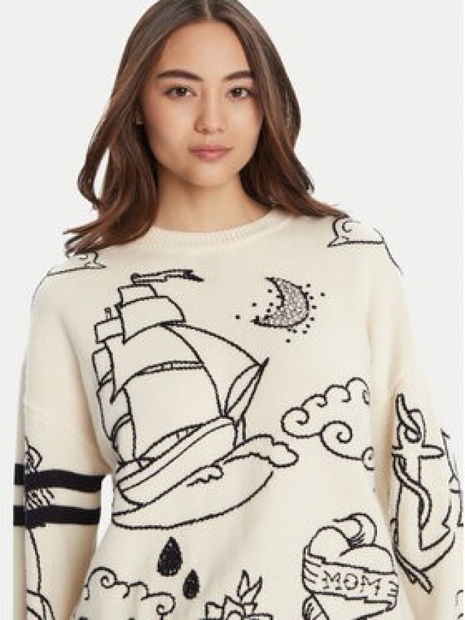 PINKO Sweter Andros 105427 A2PK Écru Regular Fit