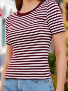 Bawełniana koszulka basic - bordowy