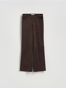 Spodnie z imitacji zamszu - ciemnobrązowy