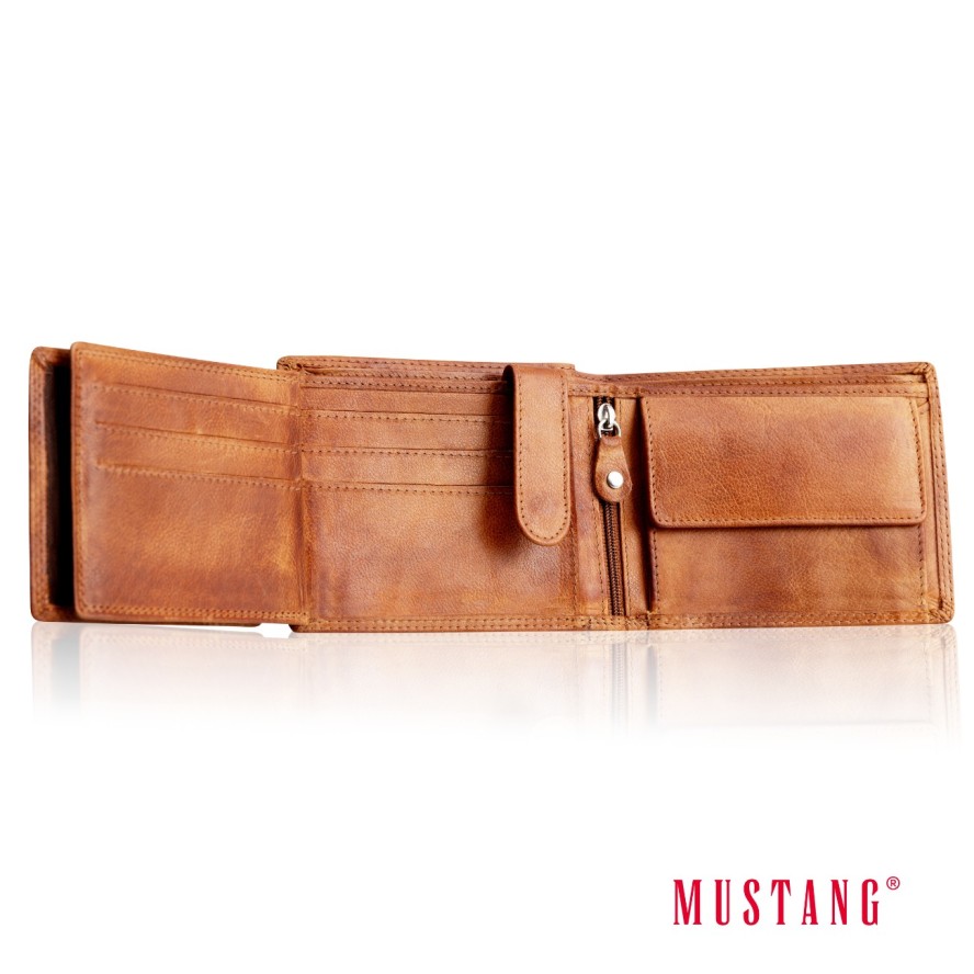 MUSTANG Denimo Wallet Side Opening SKÓRZANY PORTFEL POJEMNY NA KARTY PREMIUM