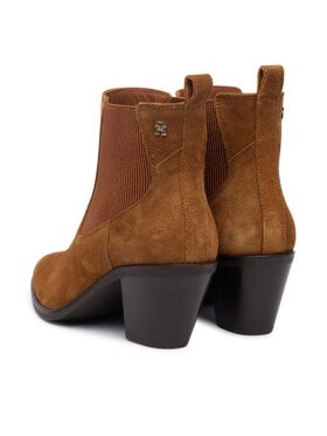Tommy Hilfiger Botki Suede Western Chelsea Boot FW0FW09581 Brązowy