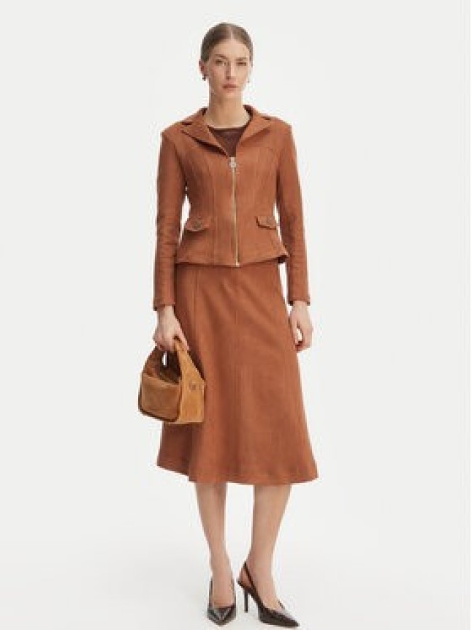 Rinascimento Kurtka z imitacji skóry CFC0127914003 Brązowy Slim Fit