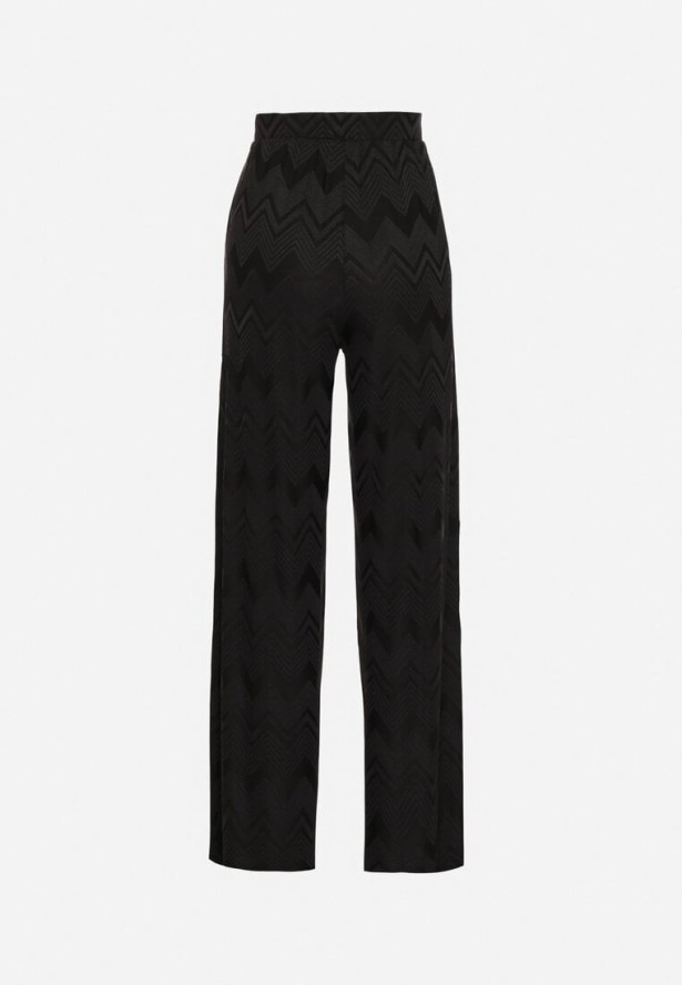 Czarne Szerokie Spodnie z Wiskozą i Wysokim Stanem Abriela