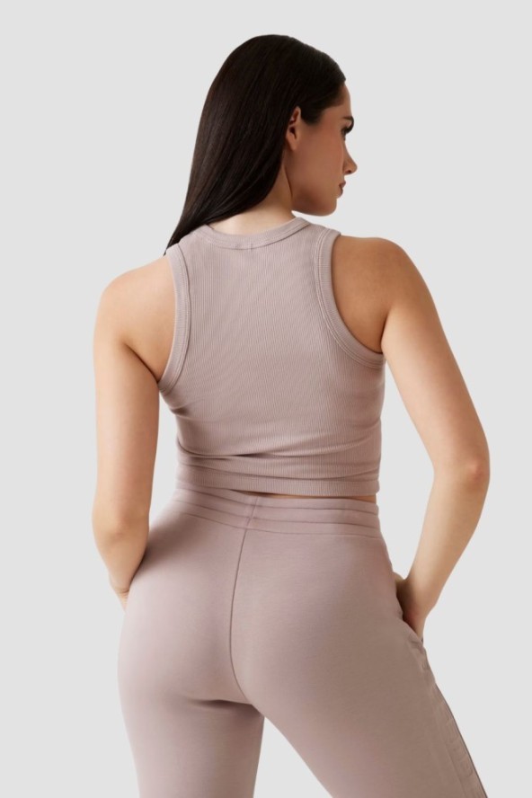 GUESS Różowy damski tank top prążkowany Edie, Rozmiar M