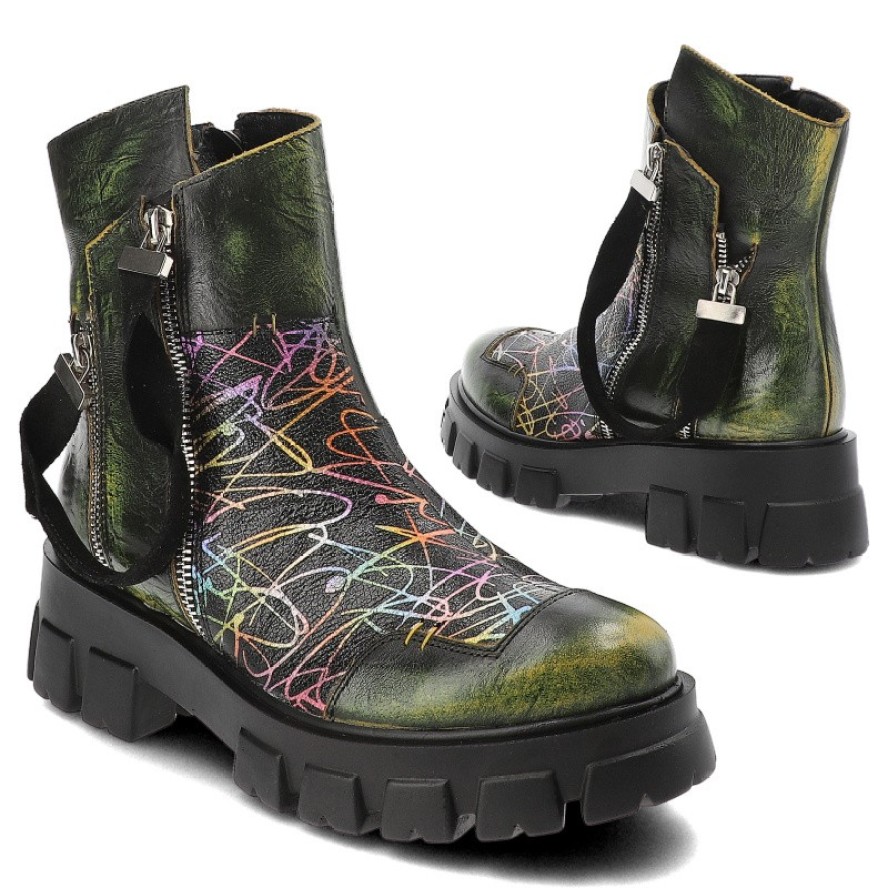 Zielone Botki Maciejka Modne Obuwie Damskie