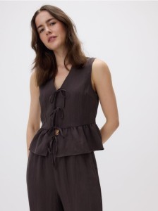 Kamizelka z lyocellem - ciemnobrązowy