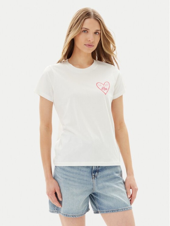 Lee T-Shirt Small Logo 112363635 Biały Regular Fit