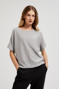 Sweter oversize z krótkimi rękawami szary