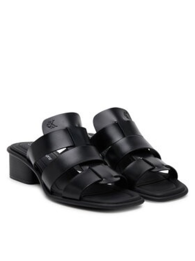 Calvin Klein Jeans Klapki Heel Square Mg Lth YW0YW01702 Czarny