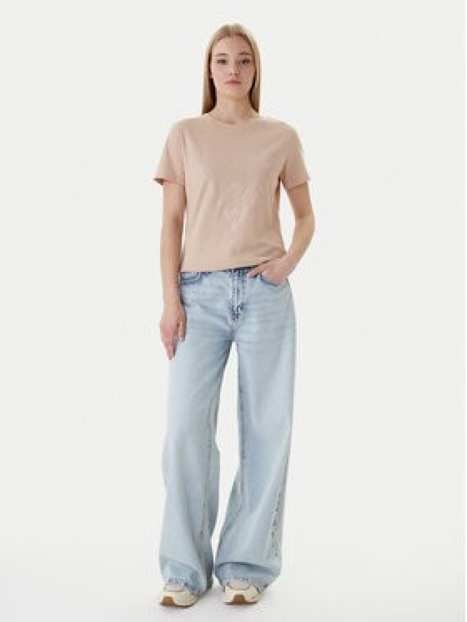 Guess T-Shirt V2YI07 K8HM0 Beżowy Regular Fit