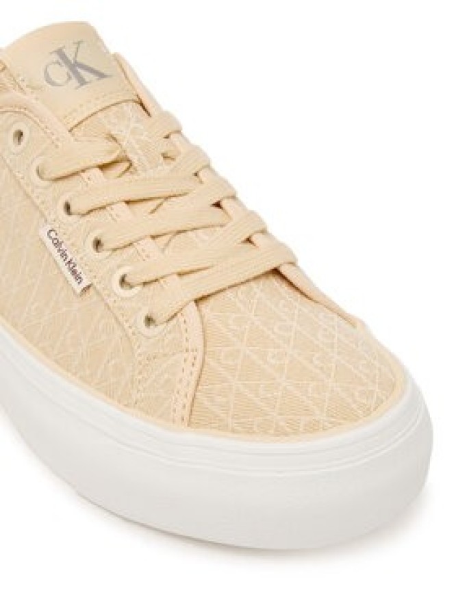 Calvin Klein Sneakersy Vulc Flatf Laceup Jaq Aop HW0HW03265 Żółty jasny