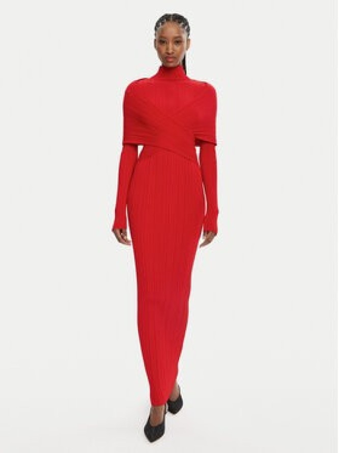 Balmain Sukienka wieczorowa DF0RR835KH70 Czerwony Slim Fit