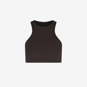 Damski bikini top racerfront wiązany do pływania & surfingu - Brązowy