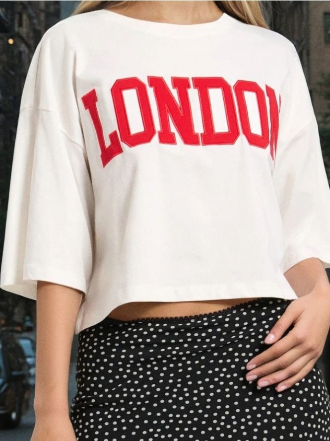 Krótka koszulka - kremowy