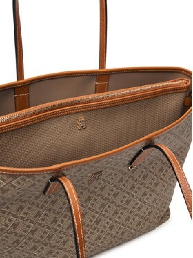 Tommy Hilfiger Torebka Th Monoplay Leather Tote AW0AW17416 Beżowy jasny