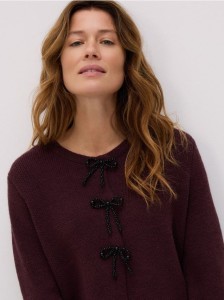Kardigan z kokardkami - bordowy