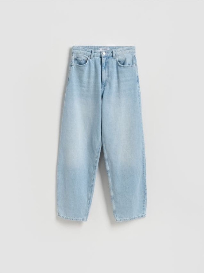 Jeansy barrel leg - niebieski