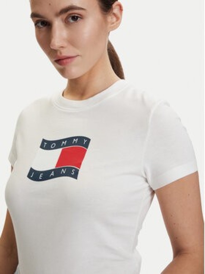 Tommy Jeans T-Shirt DW0DW22781 Écru Regular Fit