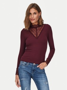 ONLY Bluzka Tilde 15207788 Bordowy Stretch Fit
